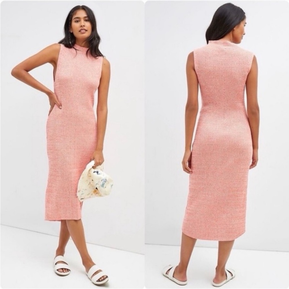 Anthropologie Daily Practice Sleeveless Coral Knit Midi Dress